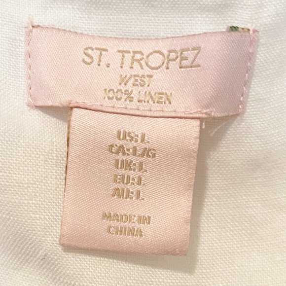 🔥SALE🔥 St Tropez West M White Linen Hooded Sleeveless Utility Top Shirt size L - Picture 5 of 7